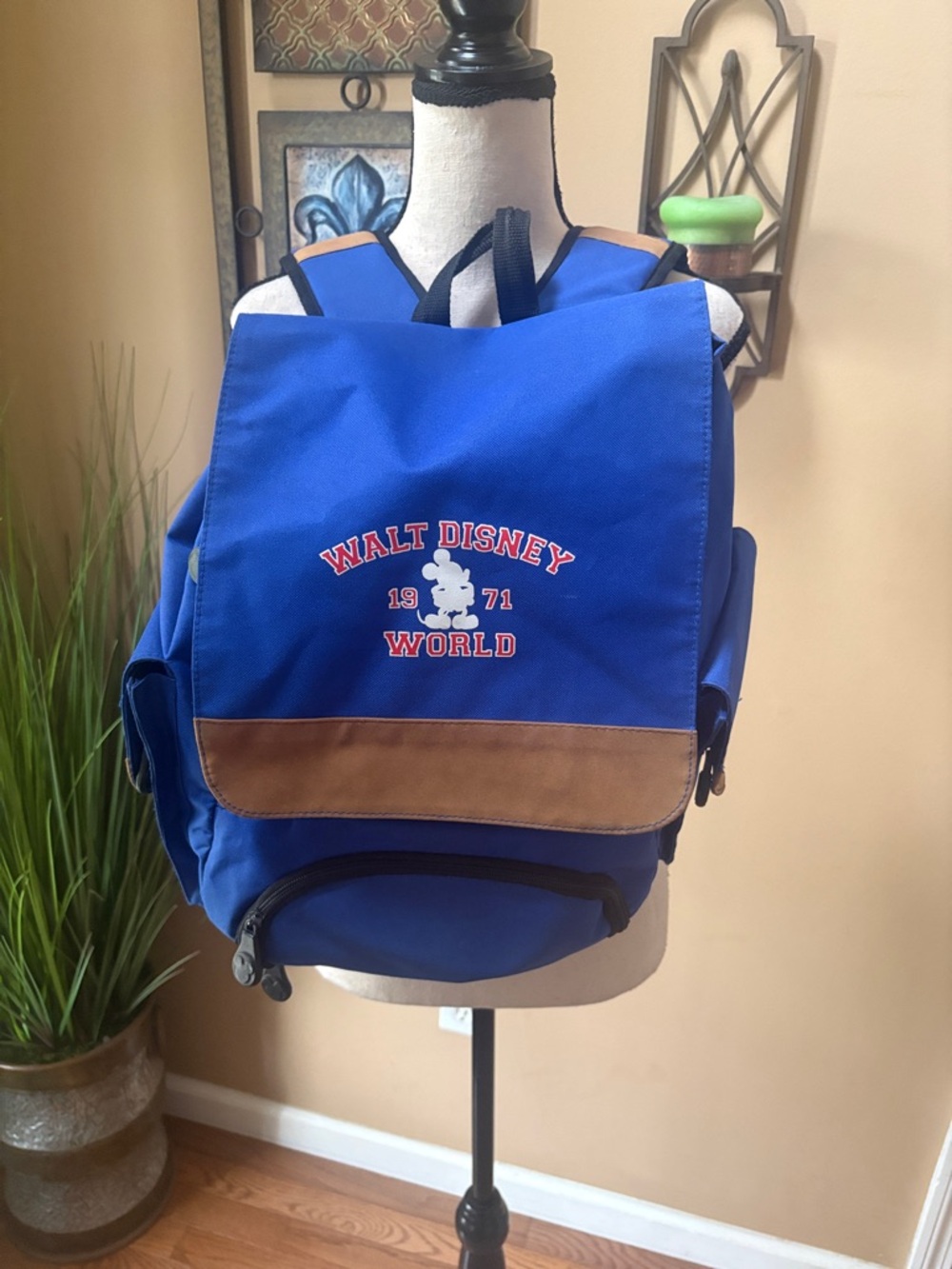 Walt Disney World 1971 Royal Blue Backpack with Tan Accent